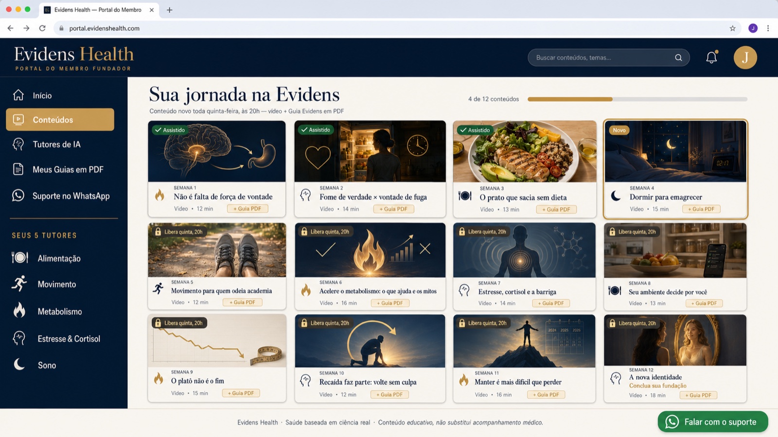 Portal Evidens Health no computador