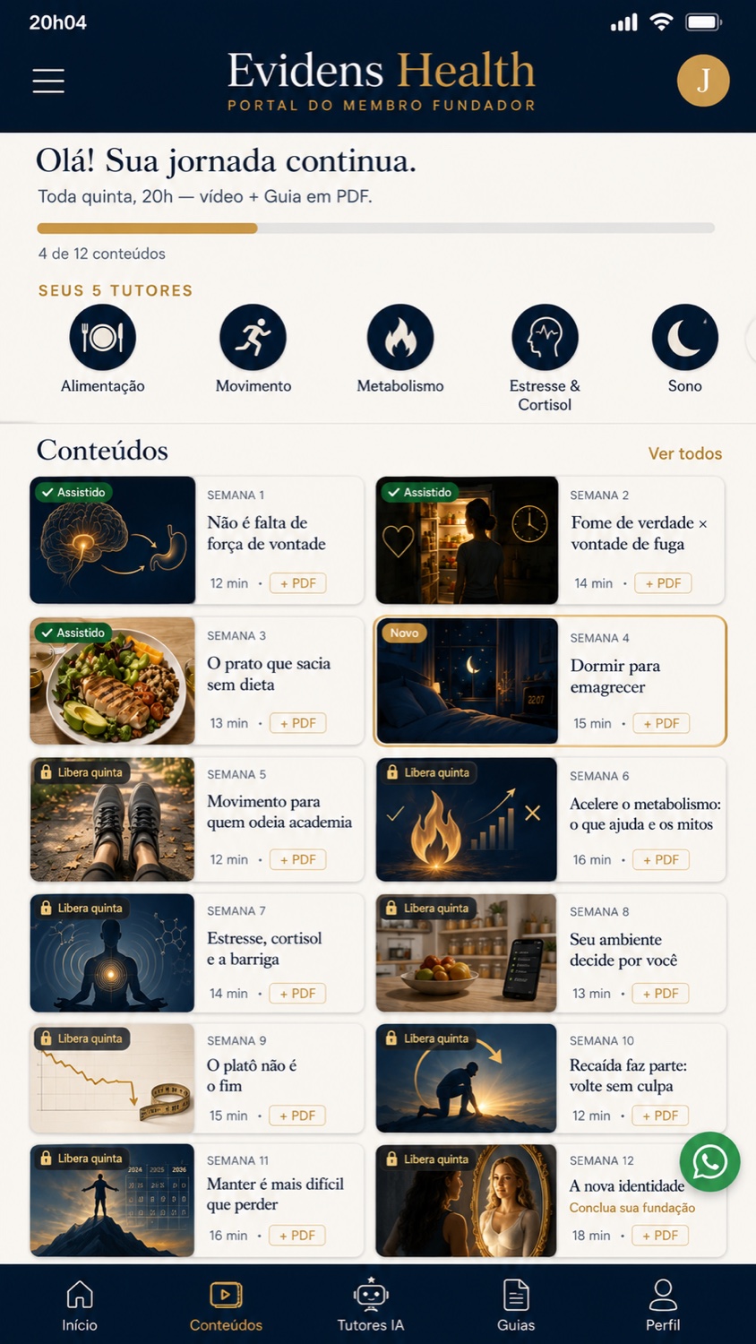 Portal Evidens Health no celular